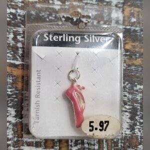 VTG Sterling Silver Pink Ballet Slipper Charm